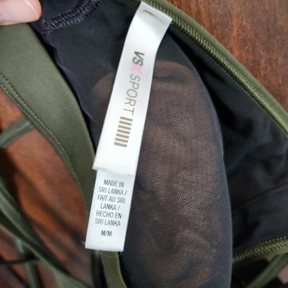 Victoria’s Secret Sport Bra M | Strappy Olive Green Mesh| Athleisure • Gym Core - Picture 5 of 6